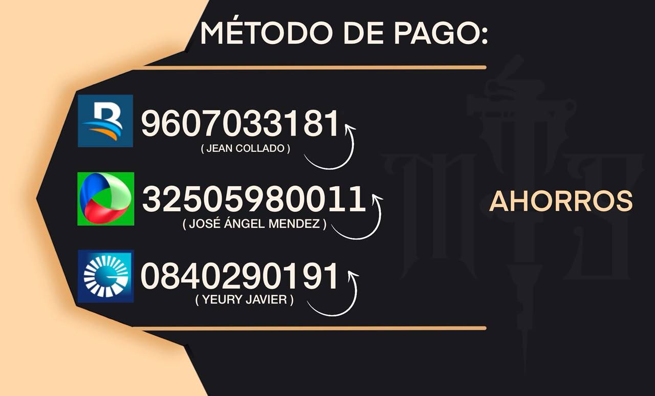 Cuentas bancarias de MTS Tattoo Studio para transferencias